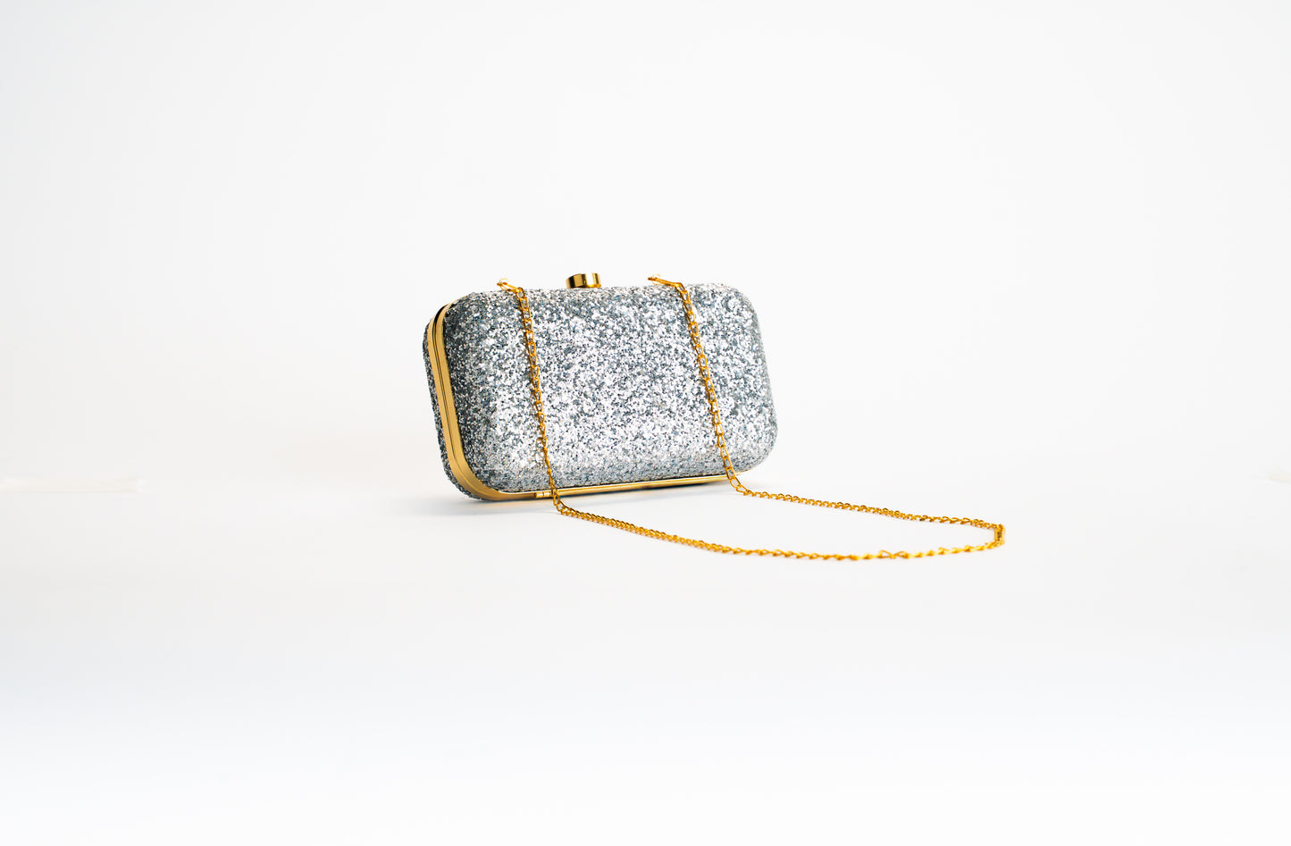 Silver clutch bag women - glitter evening bag NOESHI