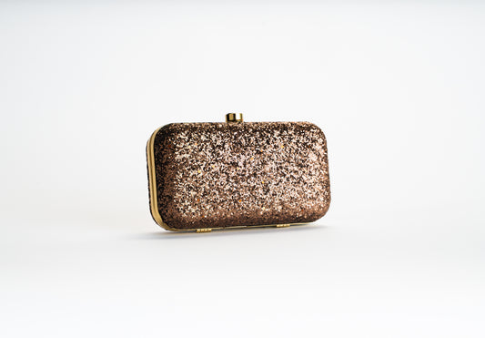 Bruine glitter clutch