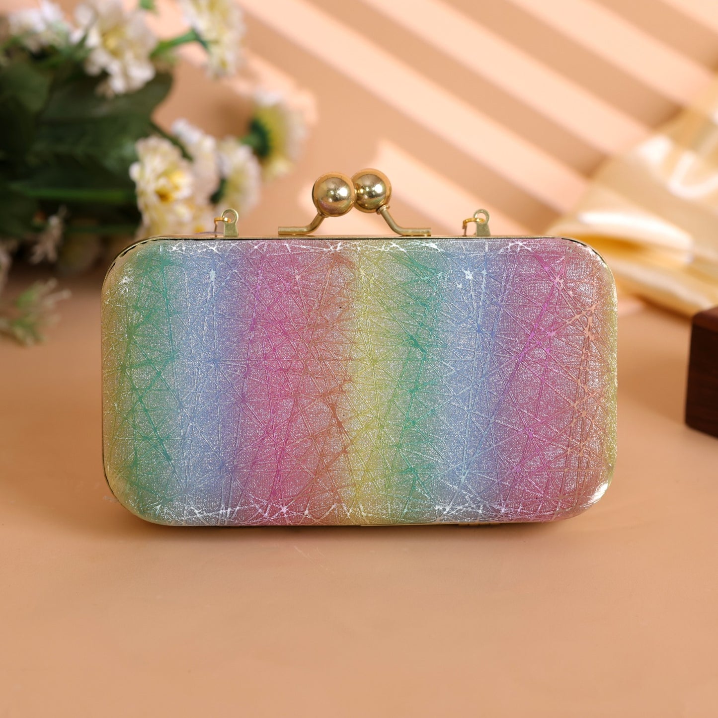 Velora Luxe Rainbow Clutch – Prism Glow