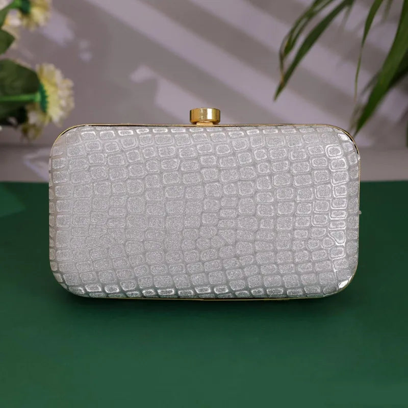 Zilveren clutch tas dames – croco design avondtas NOESHI