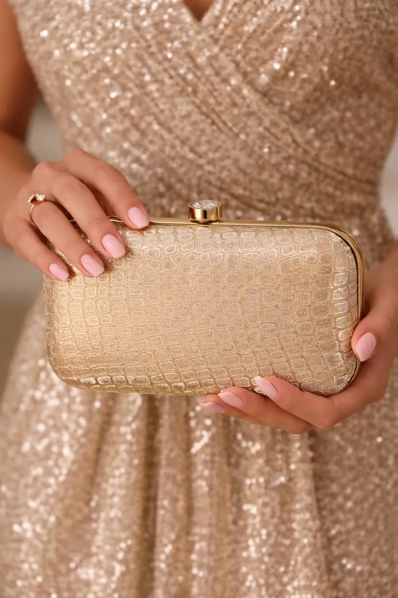 Gouden clutch tas dames – Golden Croco NOESHI