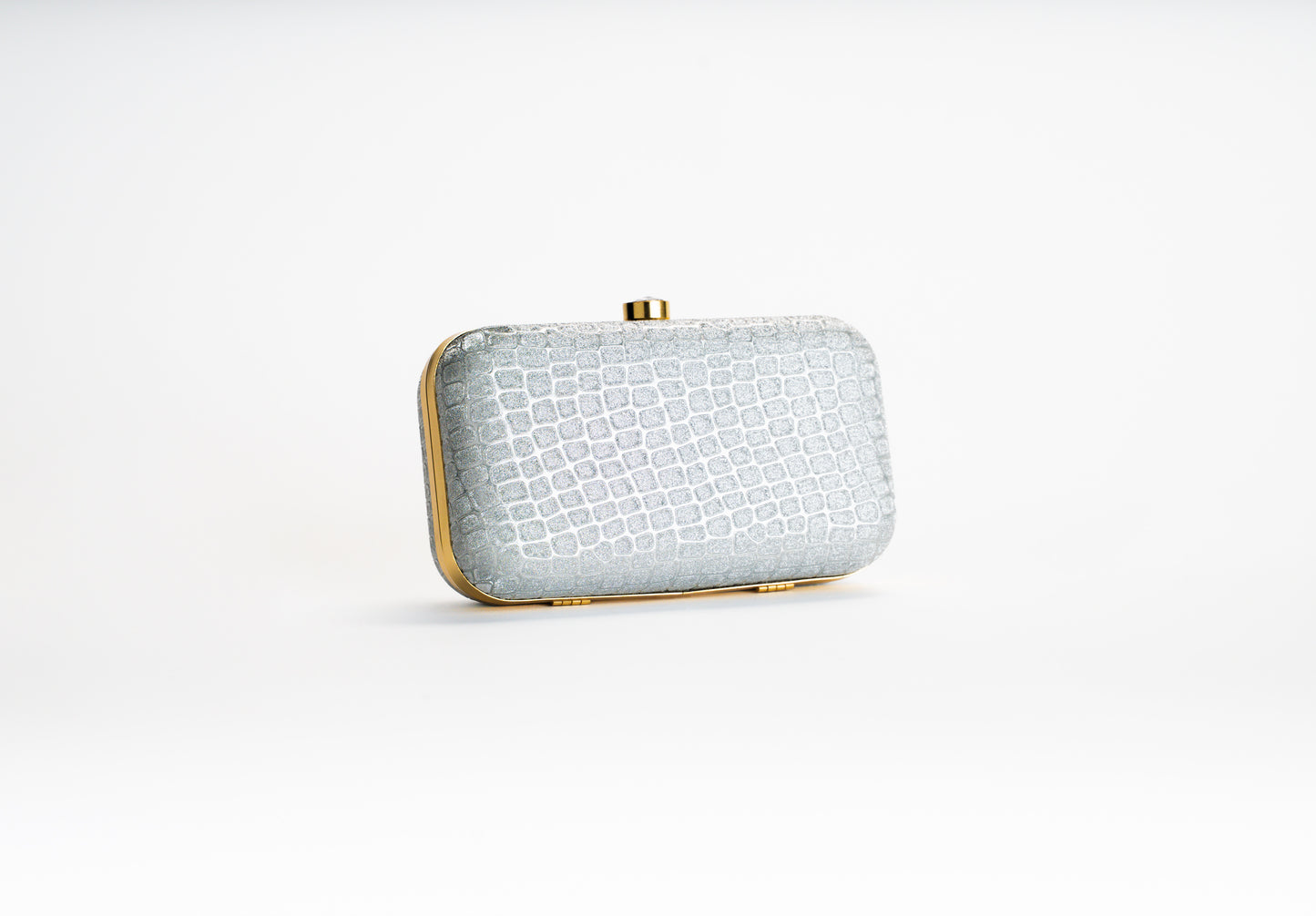 Silver clutch bag women - croco design evening bag NOESHI