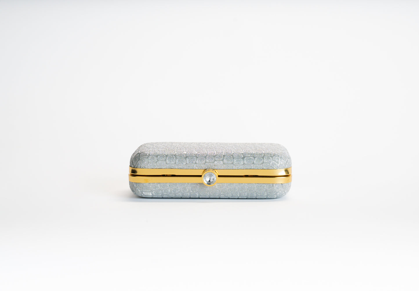 Silver clutch bag women - croco design evening bag NOESHI