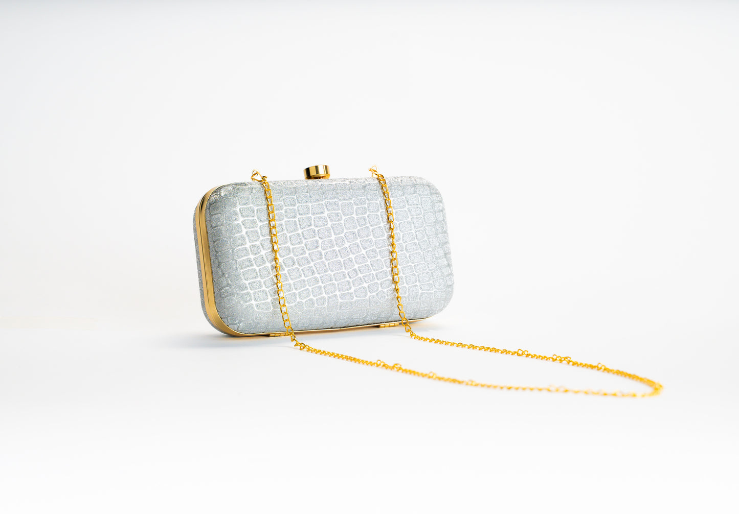 Silver clutch bag women - croco design evening bag NOESHI
