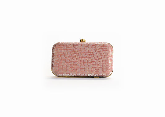 Pink clutch bag ladies - croco design evening bag NOESHI