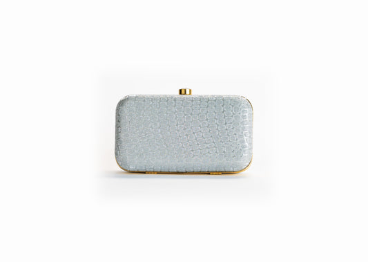 Silver clutch bag women - croco design evening bag NOESHI