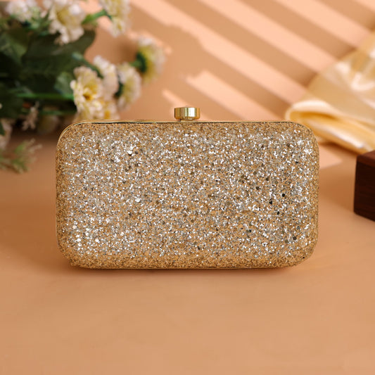 Velora Evening Glam Clutch – Gold Sparkle