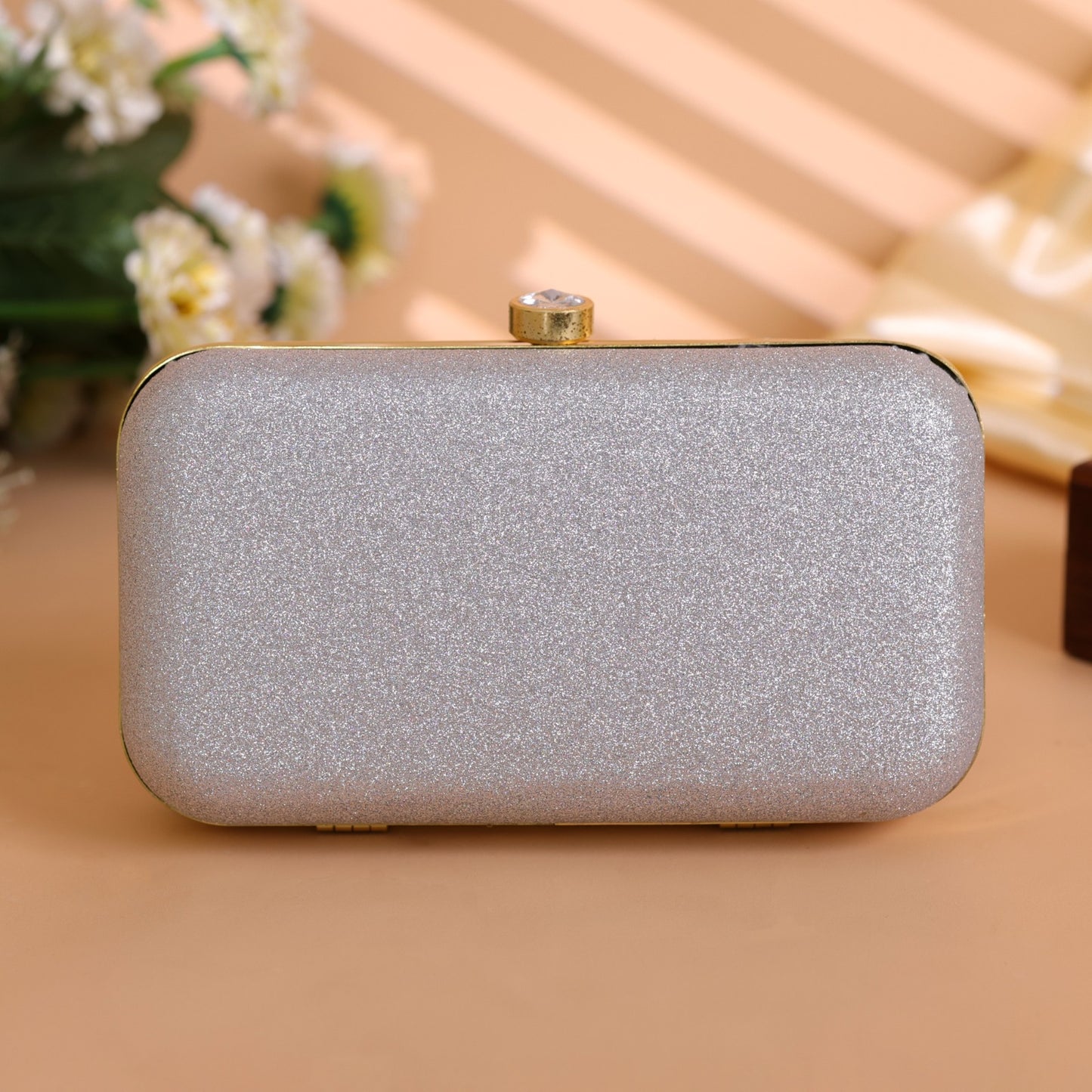 Velora Luxe Evening Clutch – Silver Glam