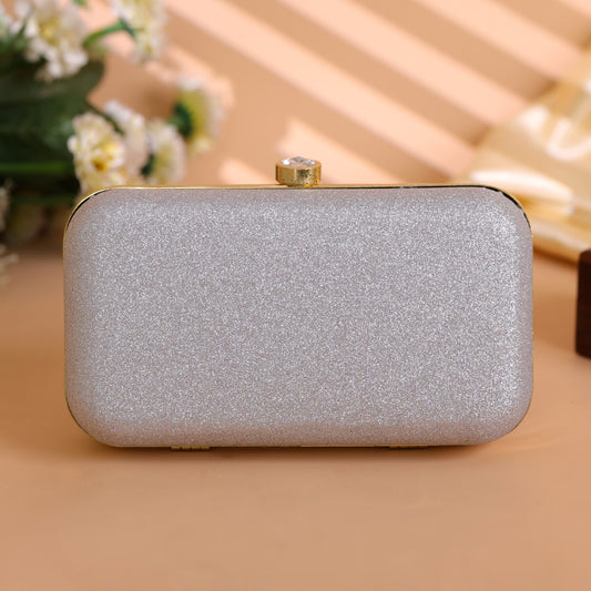 Velora Luxe Evening Clutch – Silver Glam