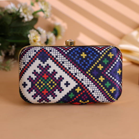 Velora Luxe Graphic Clutch – Royal Mosaic