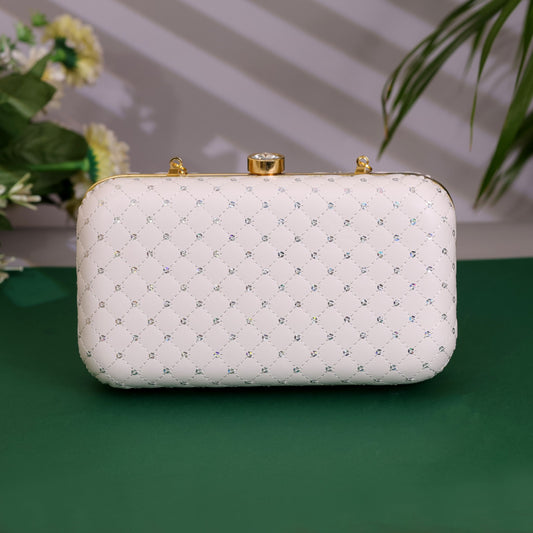 Velora Luxe Witte Clutch – Ivory Spark