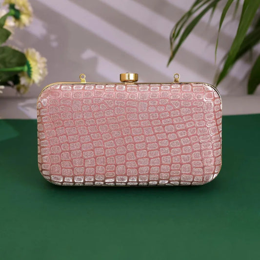 Roze clutch tas dames – croco design avondtas NOESHI