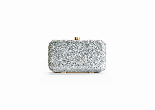 Silver clutch bag women - glitter evening bag NOESHI